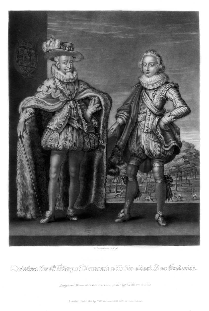 Christian IV, konge af Danmark, med sin ældste søn Frederik, 1816. af Robert Dunkarton