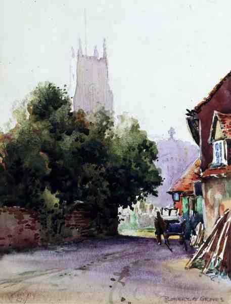 St. Albans, Misty Morning (akvarel på papir) af Robert E. Groves
