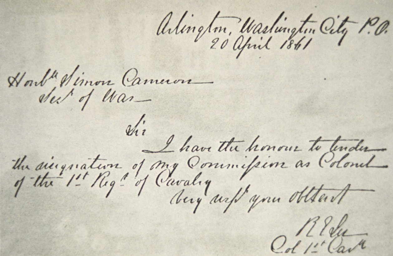 Robert E. Lees afskedsbrev fra den føderale hær, 20. april af Robert E. Lee