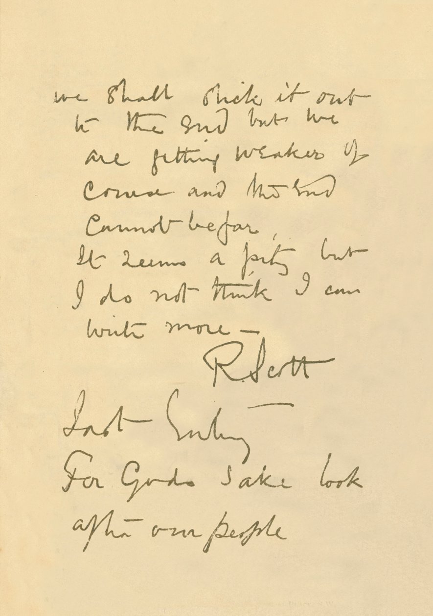 Faksimile af besked til offentligheden, 29. marts 1912, 1913 af Robert Falcon Scott