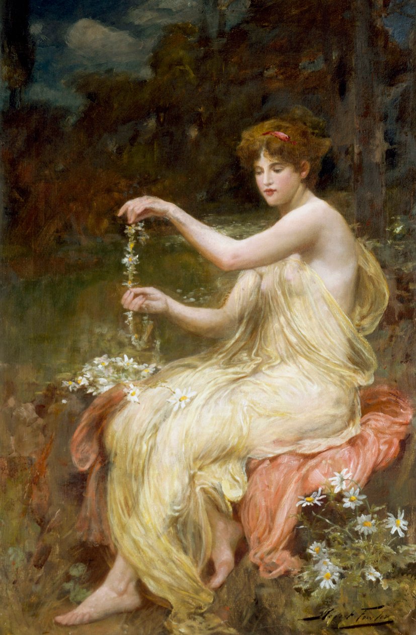 "At lave margueritkæder. Maleri af Robert Fowler (1853-1926) Privat samling af Robert Fowler
