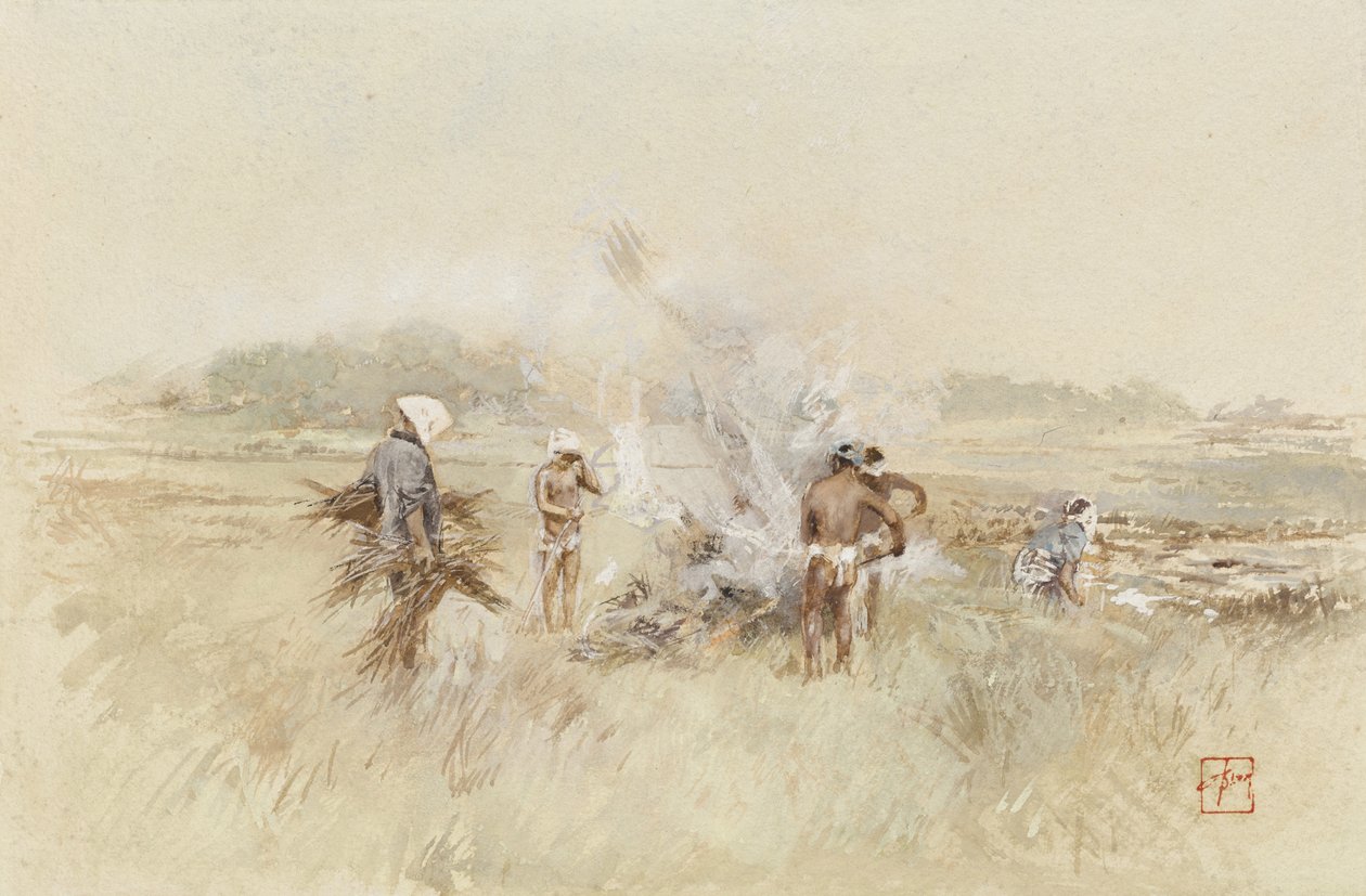 På arbejde dyngende børste på ulmende brande, 1867-1903 af Robert Frederick Blum