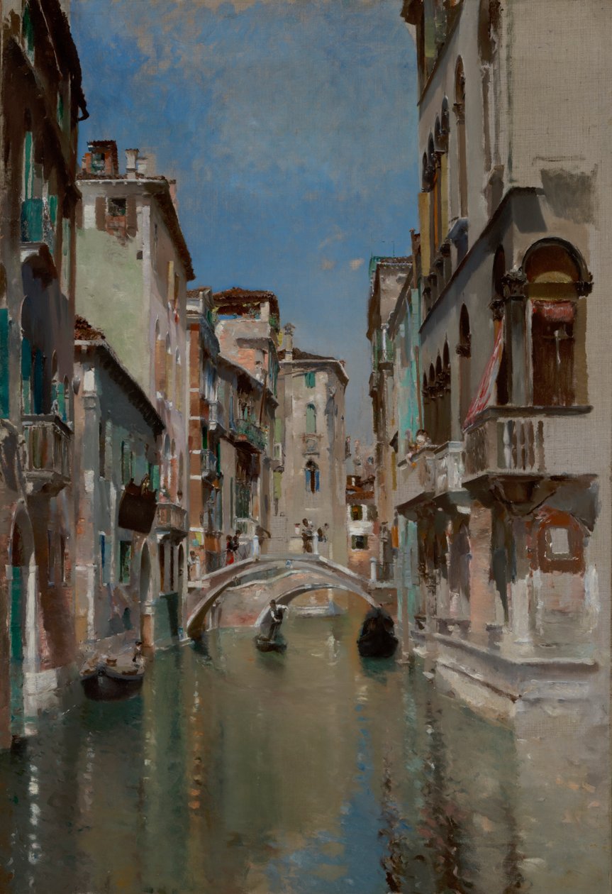 Kanal i Venedig, San Trovaso-kvarteret, ca. 1885. af Robert Frederick Blum