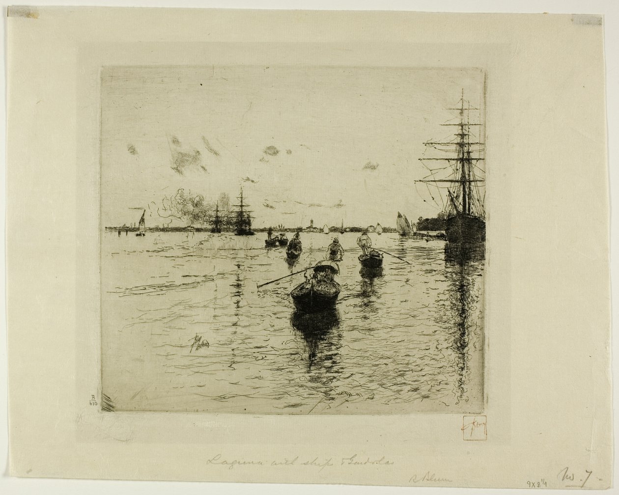 Lagune med dampskibe og gondoler, Venedig af Robert Frederick Blum