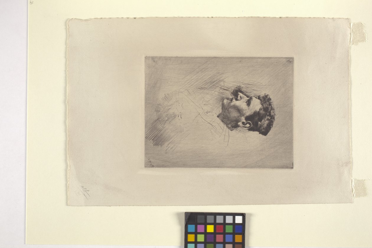 Profilportræt af en mand (ætsning) af Robert Frederick Blum