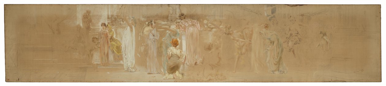 Study for a Procession, "Vintage Festival," Mendelssohn Glee Club, New York, NY af Robert Frederick Blum