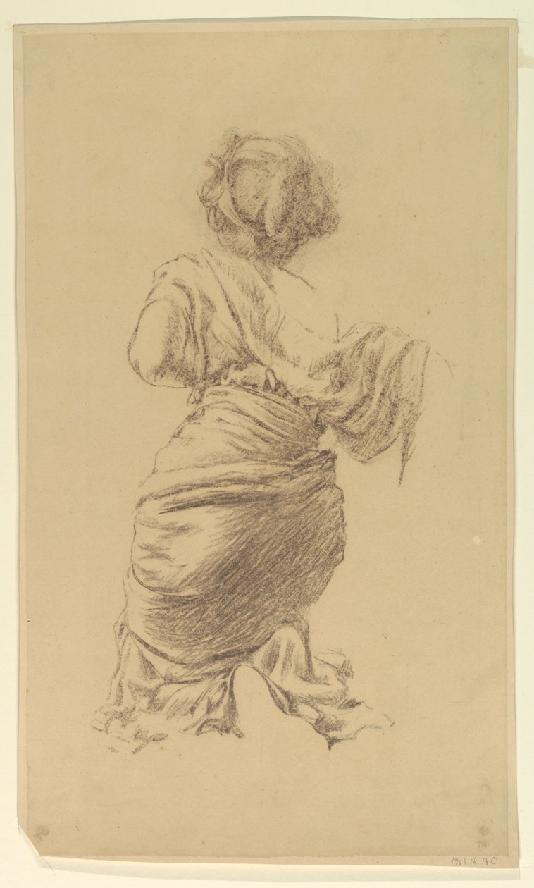 Studie for en knælende kvinde, "Vintage Festival," Mendelssohn Glee Club, New York, NY af Robert Frederick Blum