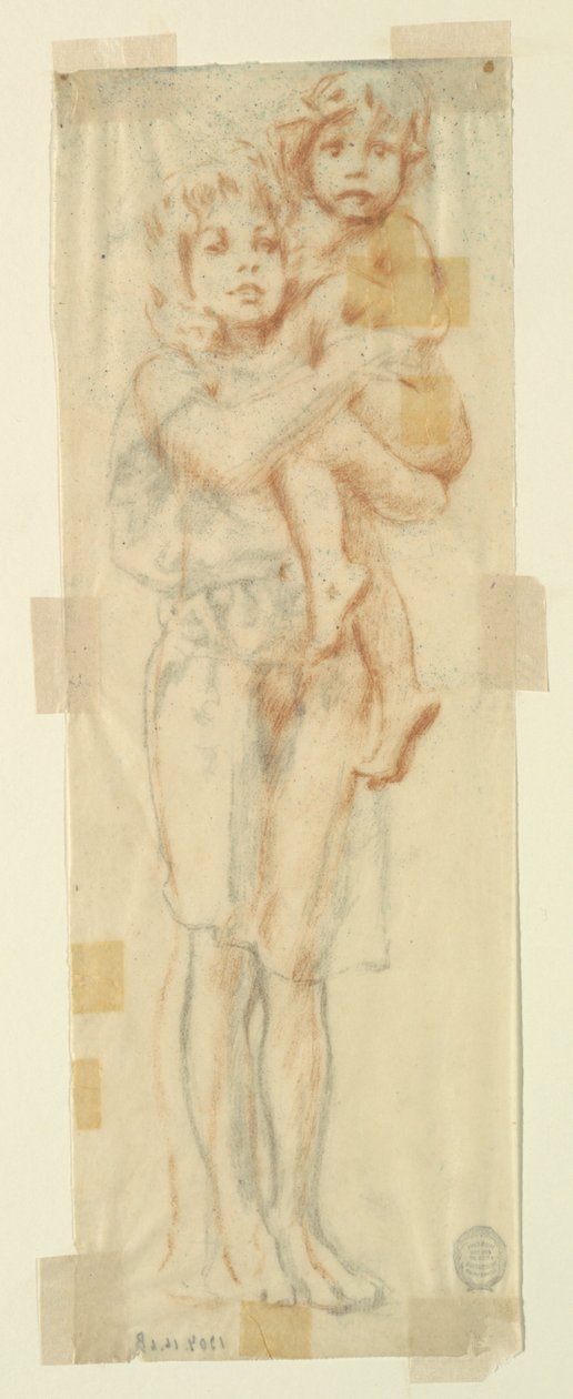 Studie for en kvinde, der holder et barn, "Vintage Festival," Mendelssohn Glee Club, New York, NY af Robert Frederick Blum