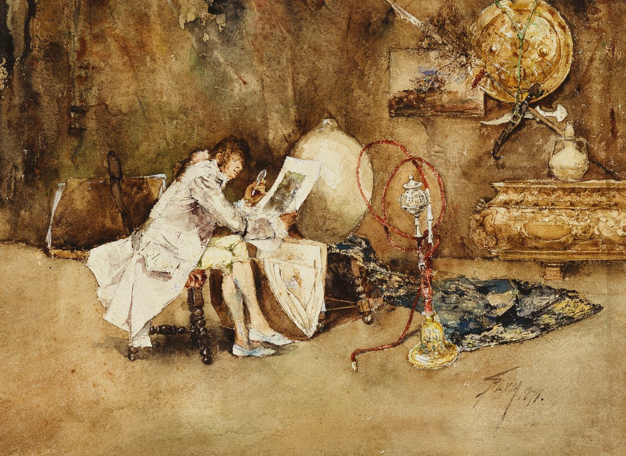 The Connoisseur of Watercolors, 1878 af Robert Frederick Blum