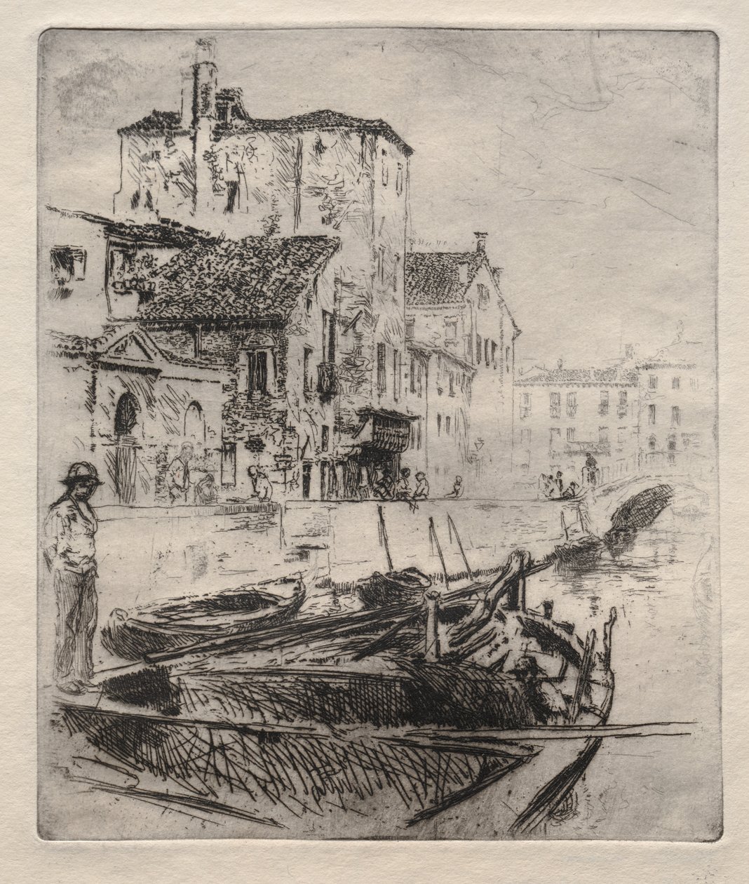 Venetiansk kanal og både, nr. 8, 1800-tallet. af Robert Frederick Blum