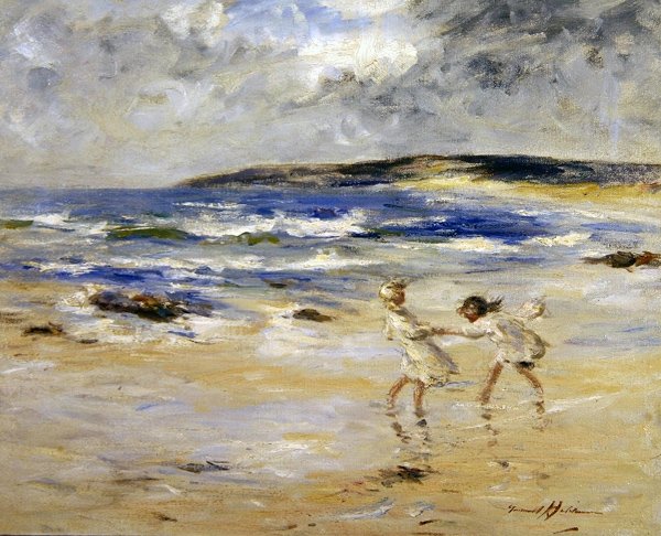 Shores of Macadinish (olie på lærred) af Robert Gemmell Hutchison
