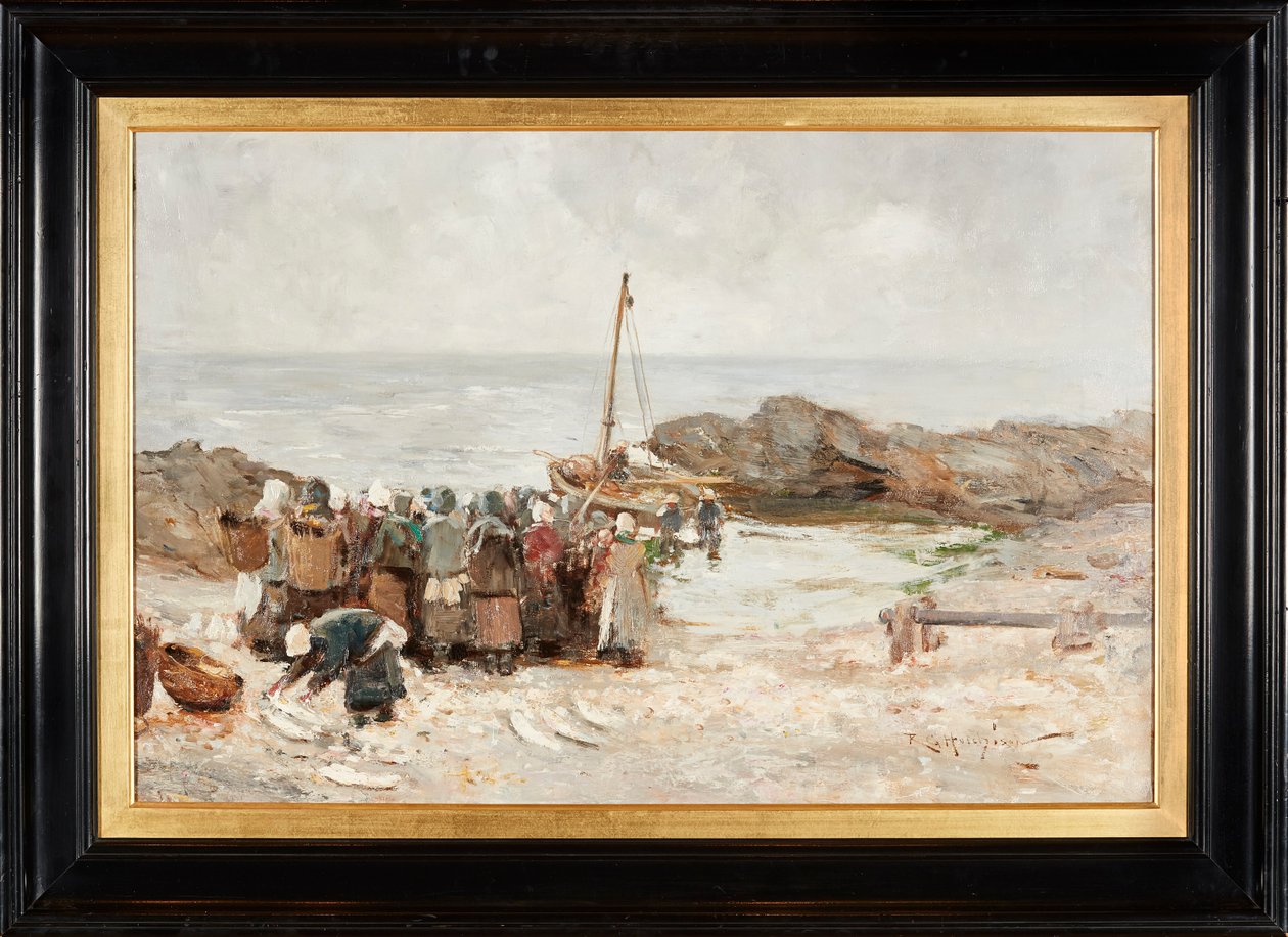 The Fishermen Return (olie på lærred) af Robert Gemmell Hutchison