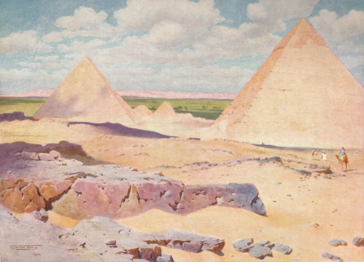 Pyramiderne i Gizeh fra ørkenen, c1880, 1904 af Robert George Talbot Kelly