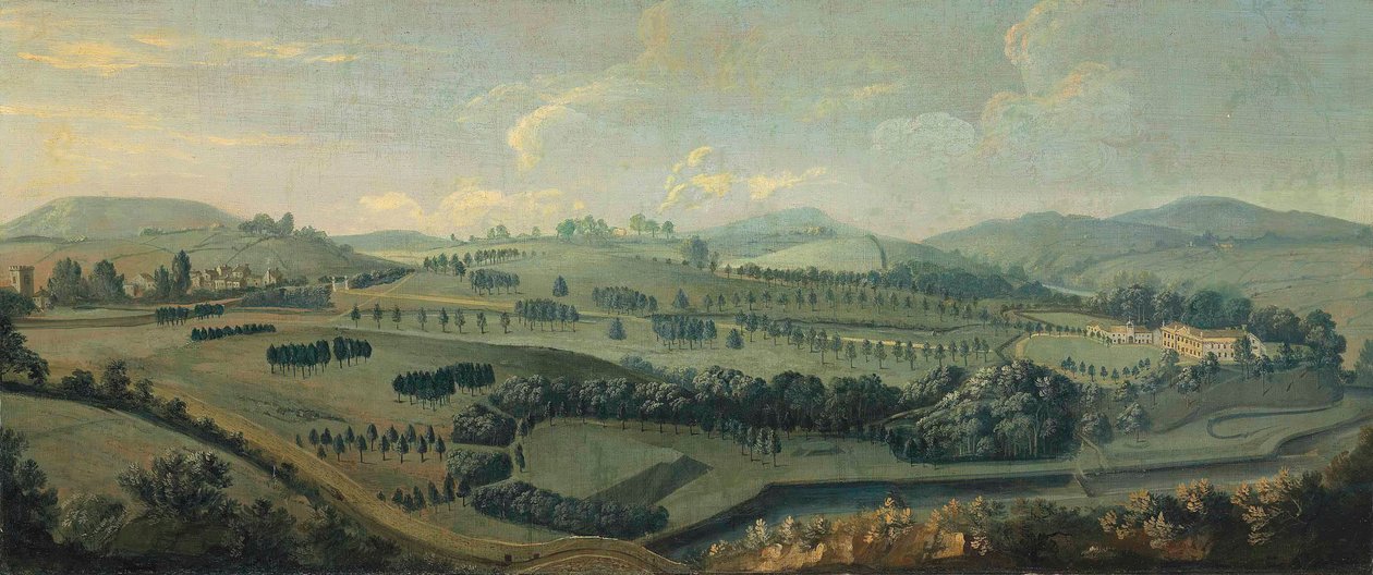 Udsigt over Gisburne Park, Yorkshire og parken af Robert Griffier