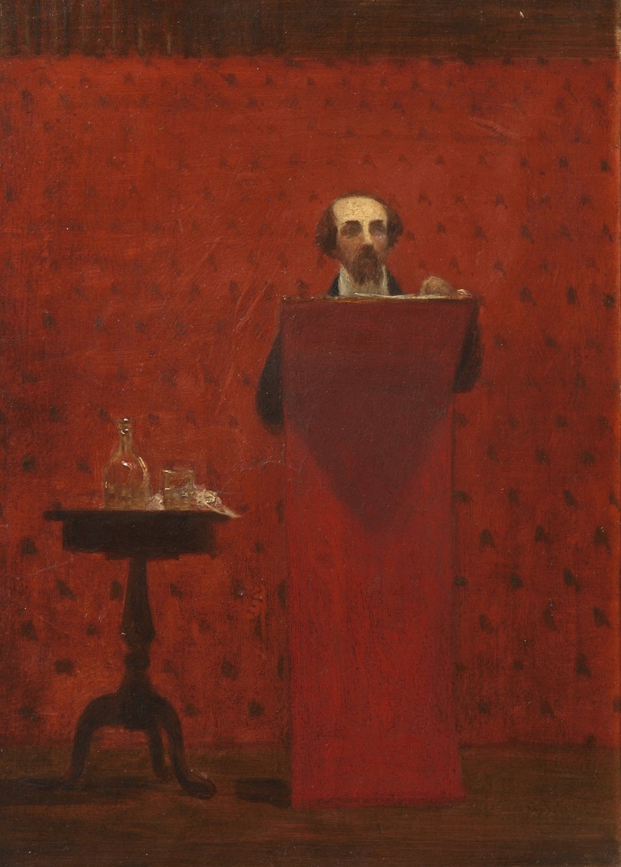 Charles Dickens holder offentlig oplæsning, 1858 af Robert Hannah