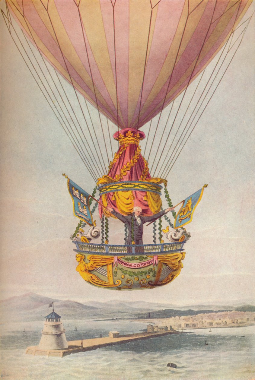 Sadler over fyrtårnet, Dublin, 1800-tallet af Robert Havell