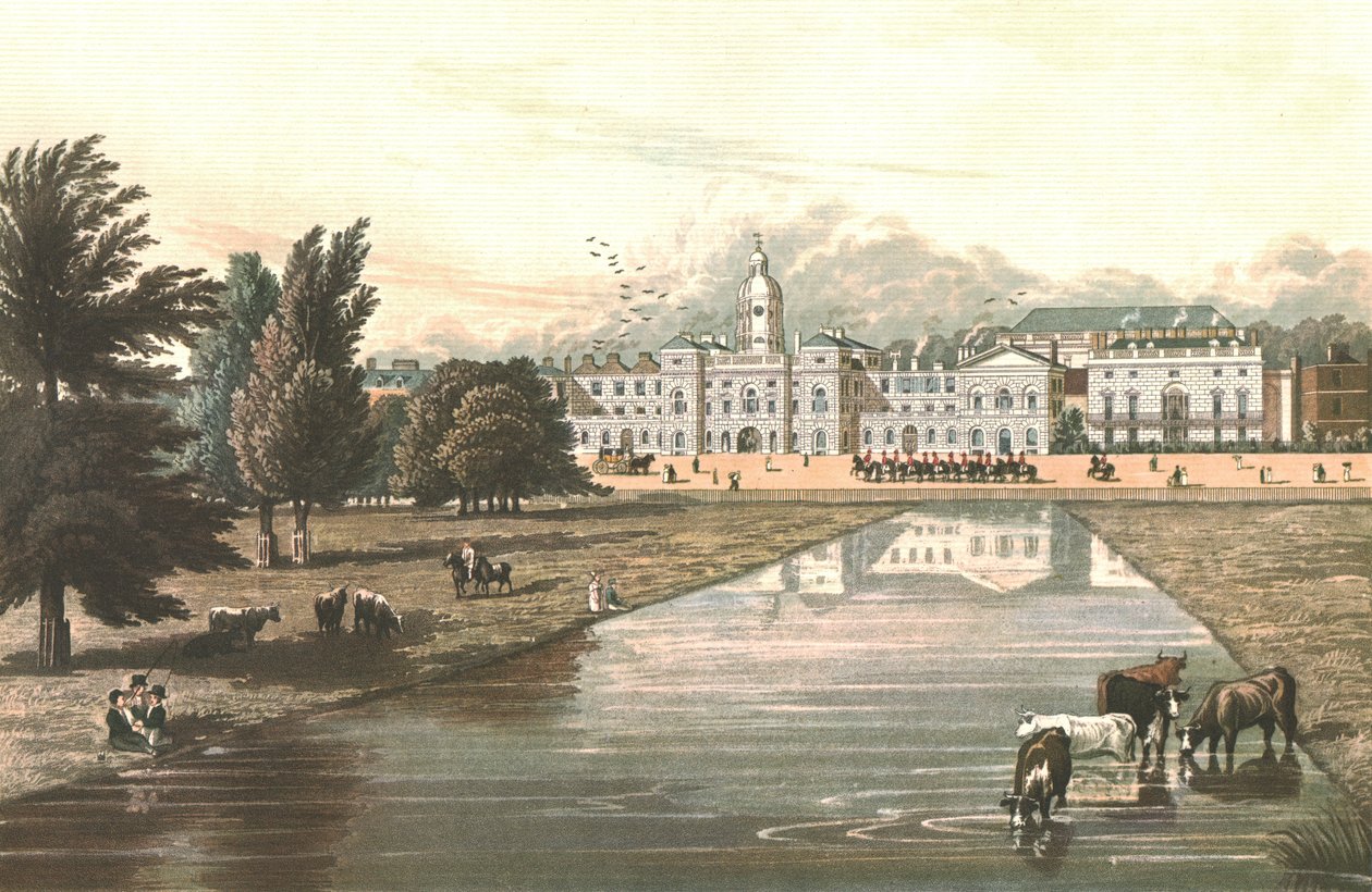 The Horse Guards & Melbourne House, c1821 af Robert Havell
