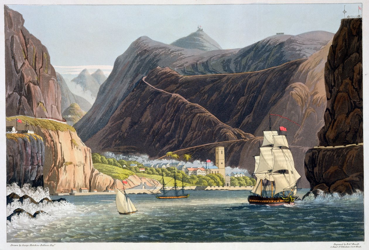 The Roads, St. Helena, 1815 af Robert Havell