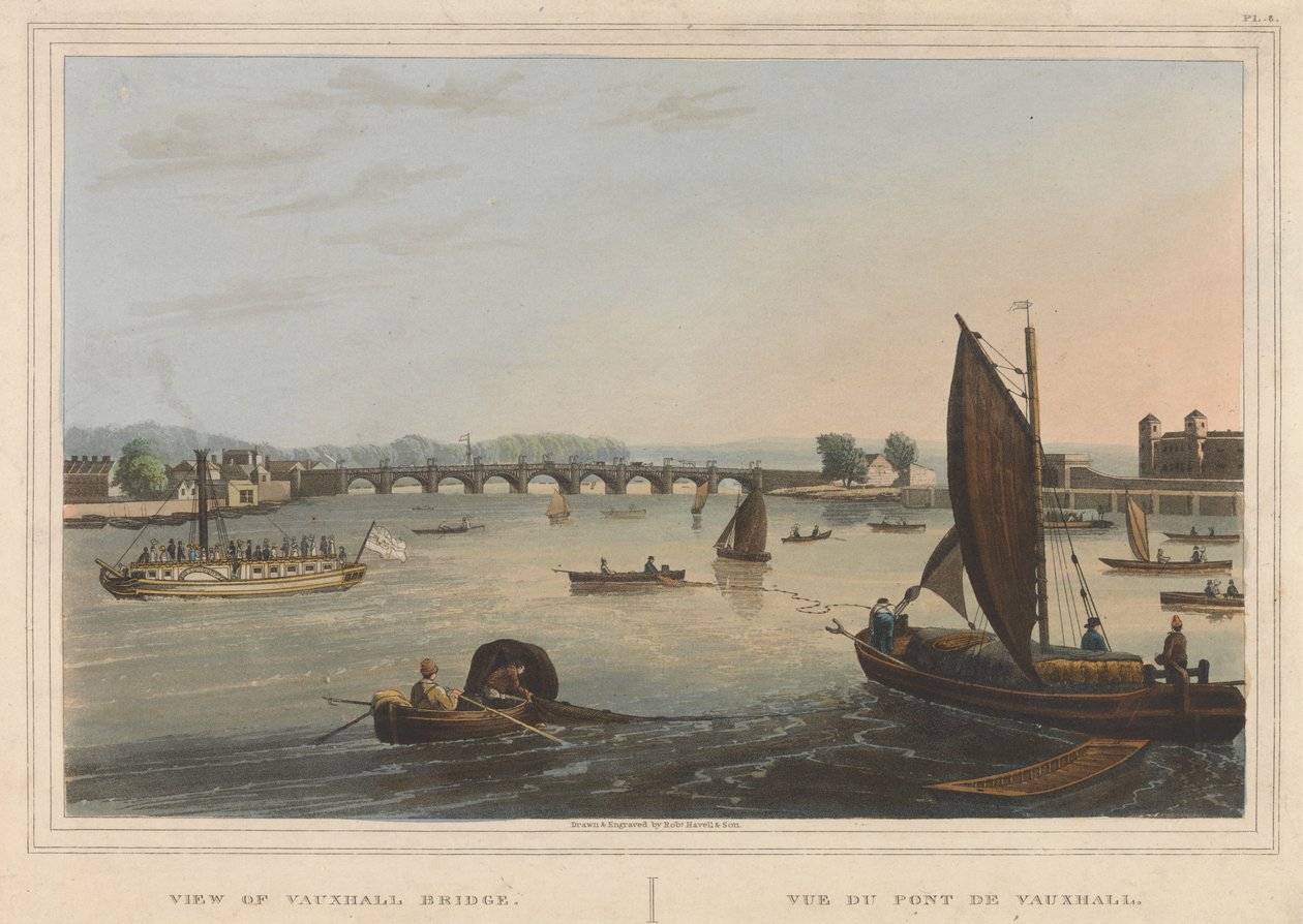 Udsigt over Vauxhall Bridge af Robert Havell