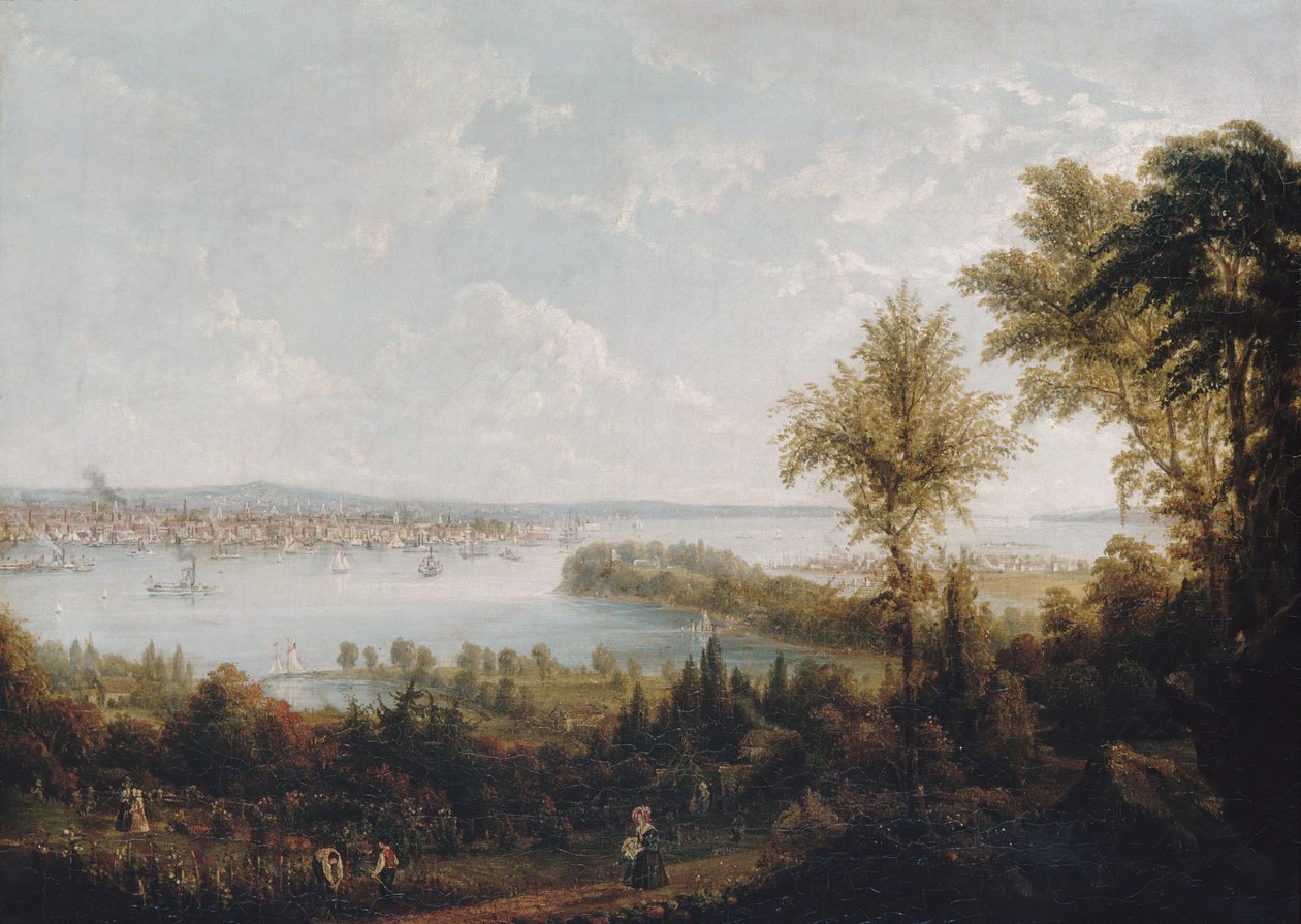 Udsigt over bugten og byen New York fra Weehawken, 1840. af Robert Havell