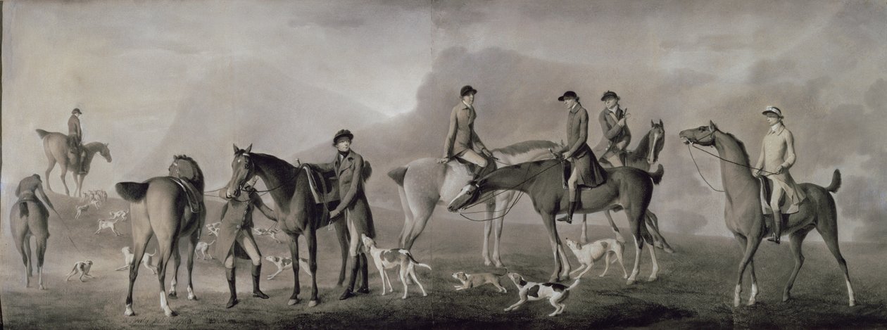 Tom Conolly fra Castletown Hunting with his Friends, 1769 (pastel, kridt og gouache på papir) af Robert Healy