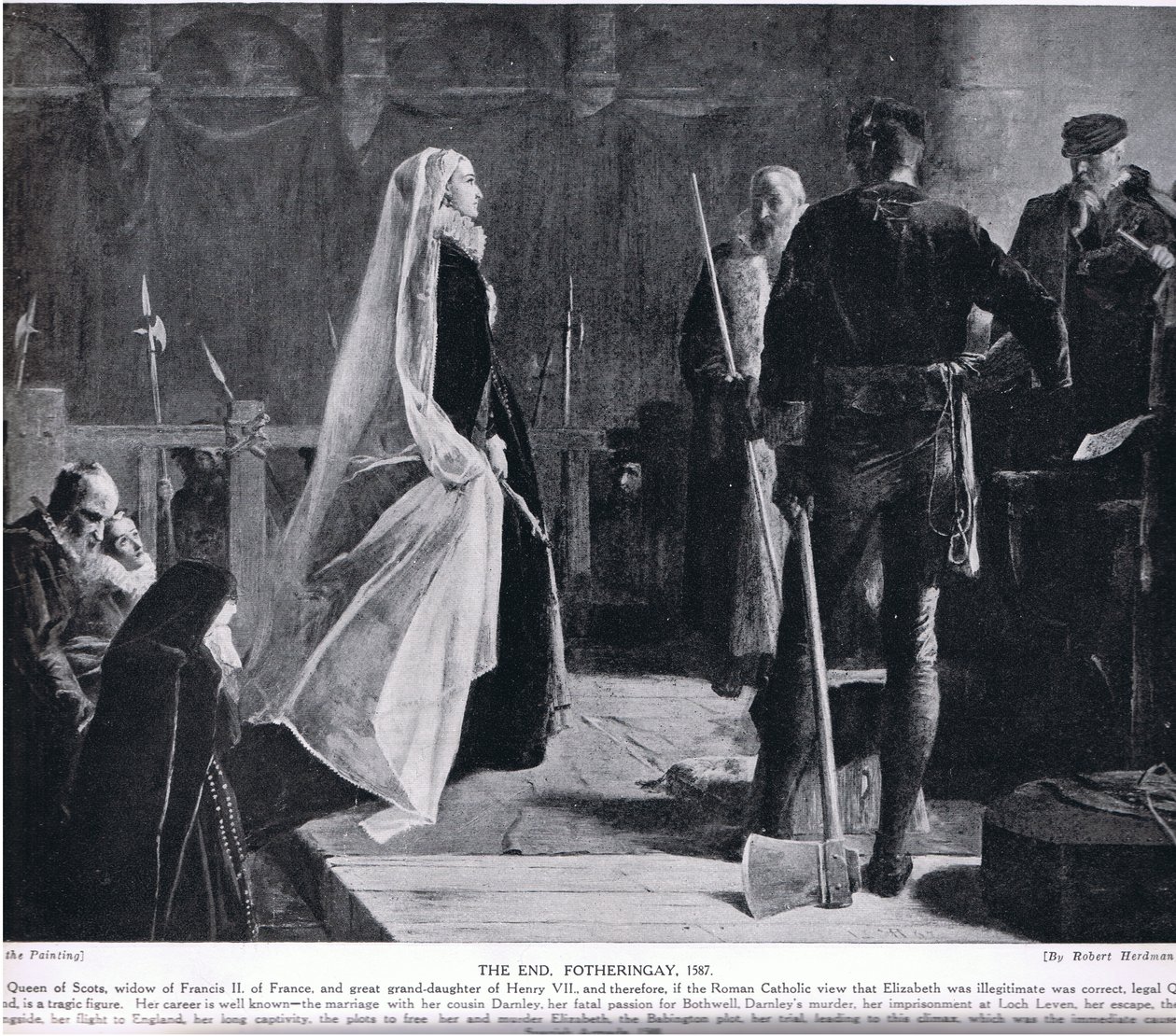 The End, Fotheringay, 1587, illustration fra 