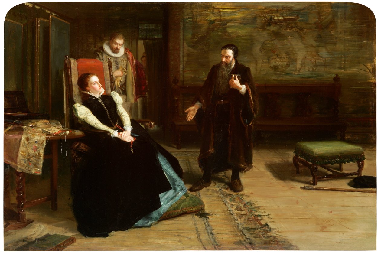 Konferencen mellem Mary, Queen of Scots og John Knox i Holyrood Palace af Robert Herdman