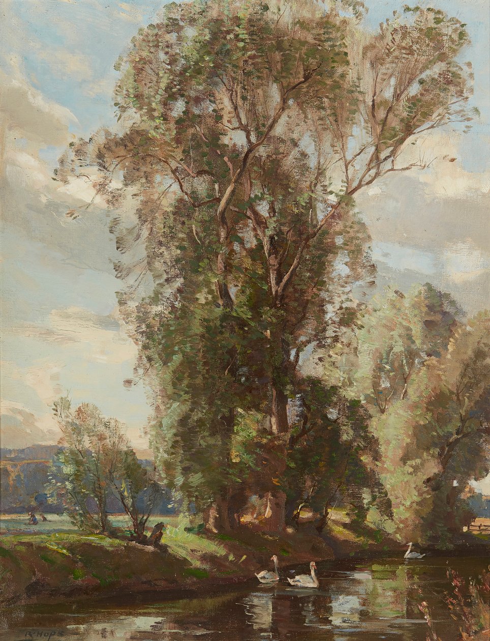 On the Knows Mill Lade, Prestonkirk (olie på lærred) af Robert Hope
