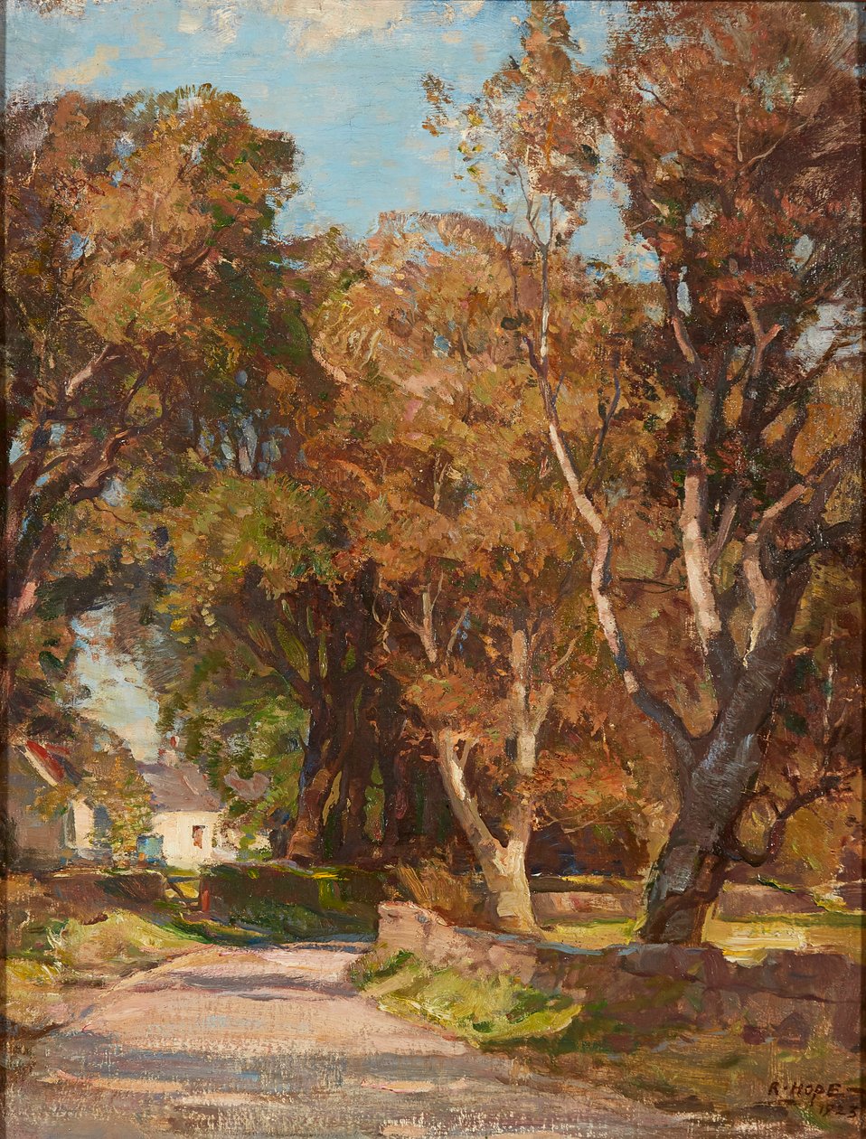 Vejkant nær Colvend Manse, Dalbeattie (olie på lærred) af Robert Hope