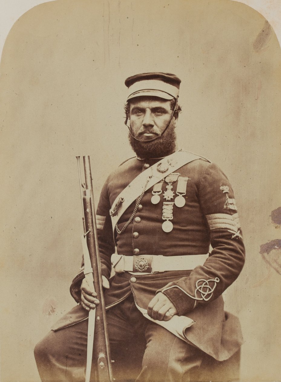 Farvesergent J. Stanton, Royal Sappers and Miners, 1856 (sepiafoto) af Robert Howlett