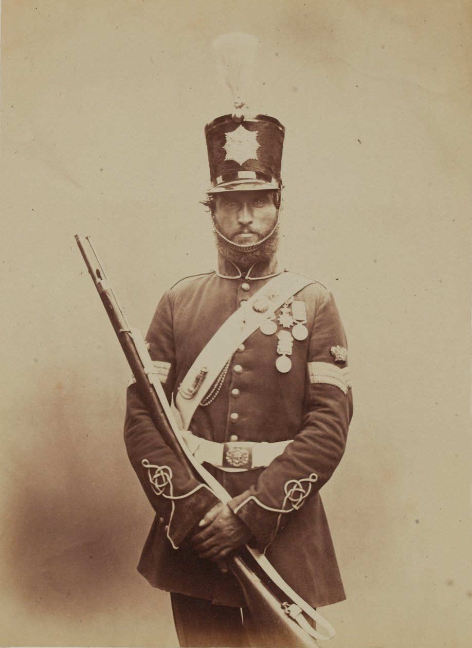 Sergent John Paul, Royal Sappers and Miners, 1856 (sepia-foto) af Robert Howlett
