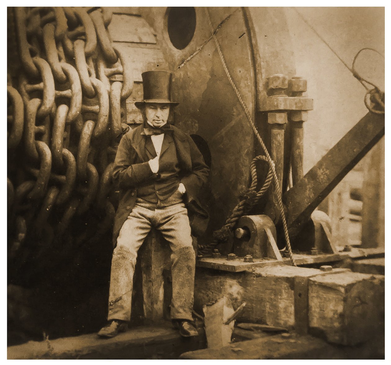 Isambard Kingdom Brunel af affyringskæderne fra SS Great Eastern, 1857 af Robert Howlett