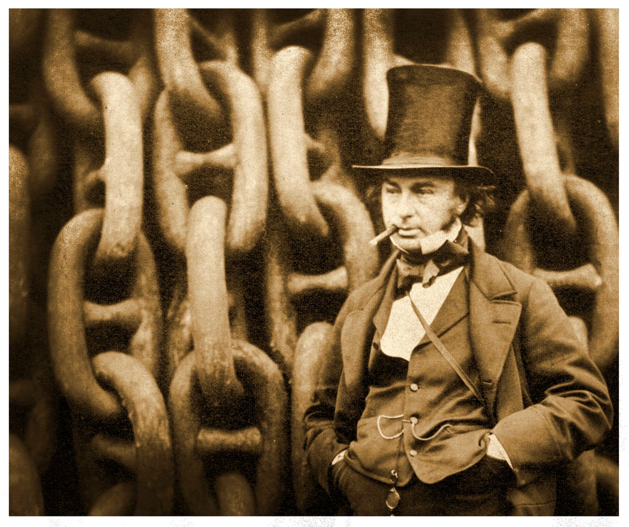 Isambard Kingdom Brunel af affyringskæderne fra SS Great Eastern, 1857 af Robert Howlett