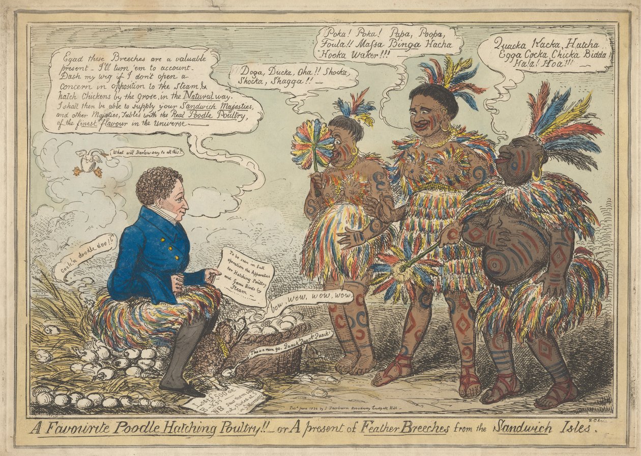 En yndlingspudel klækkende fjerkræ!! - eller en gave af fjerbukser fra Sandwich Isles af Robert Isaac Cruikshank