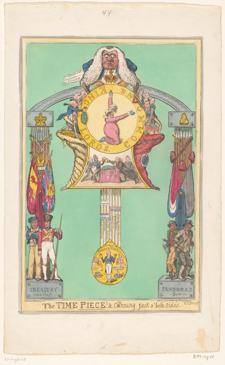 Ur med dronningen på skiven, 1820 Tidsstykket! & snu Jack på begge sider af Robert Isaac Cruikshank