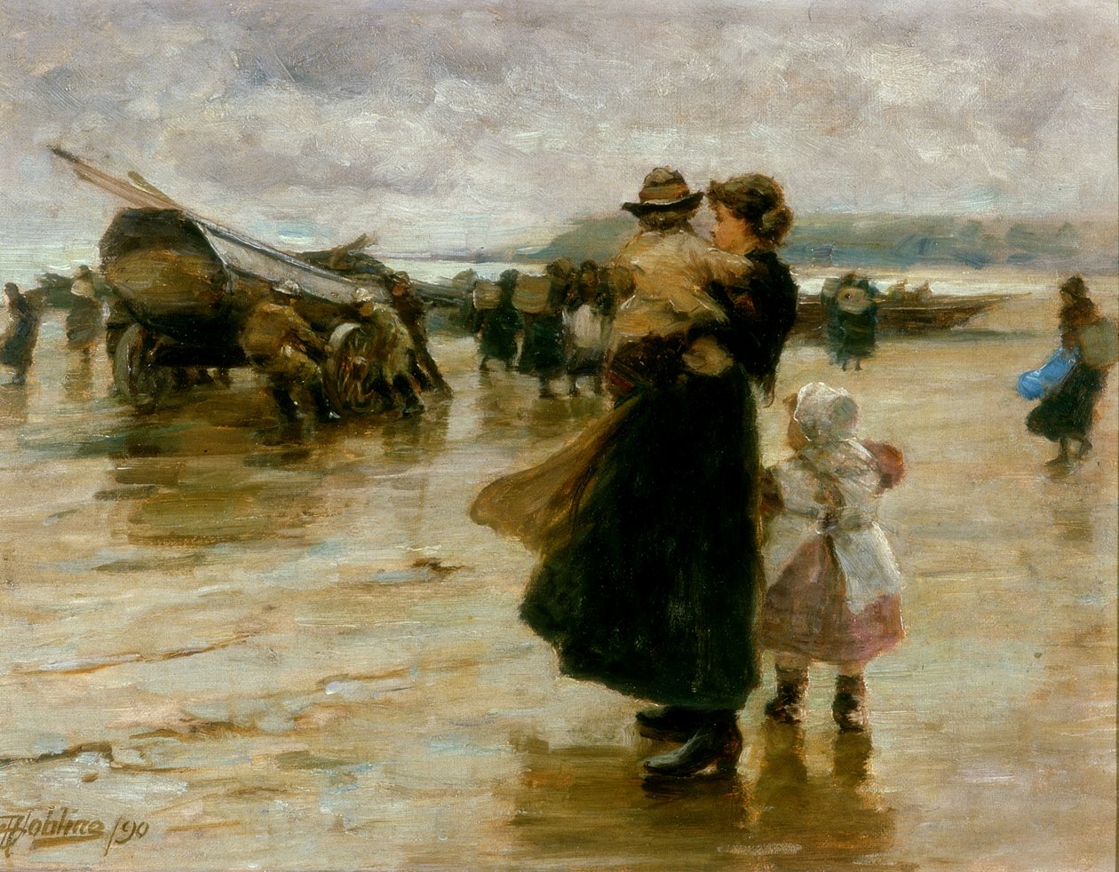 Trækning af bådene, 1890 af Robert Jobling