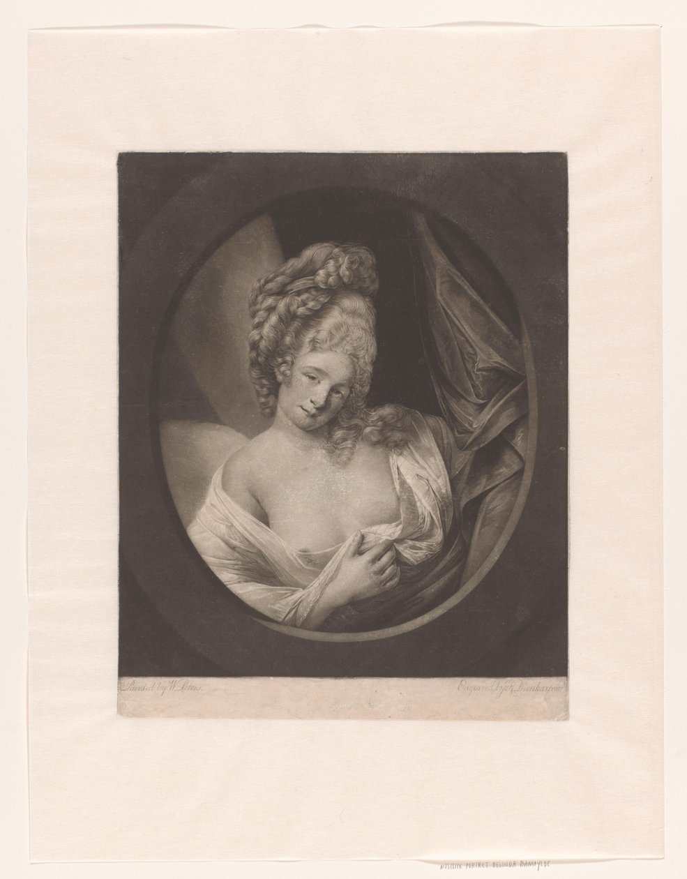 Portræt af en kvinde med delvist dækket spaltning i et boudoir, muligvis Catherine Bampfylde af Robert John Dunkarton