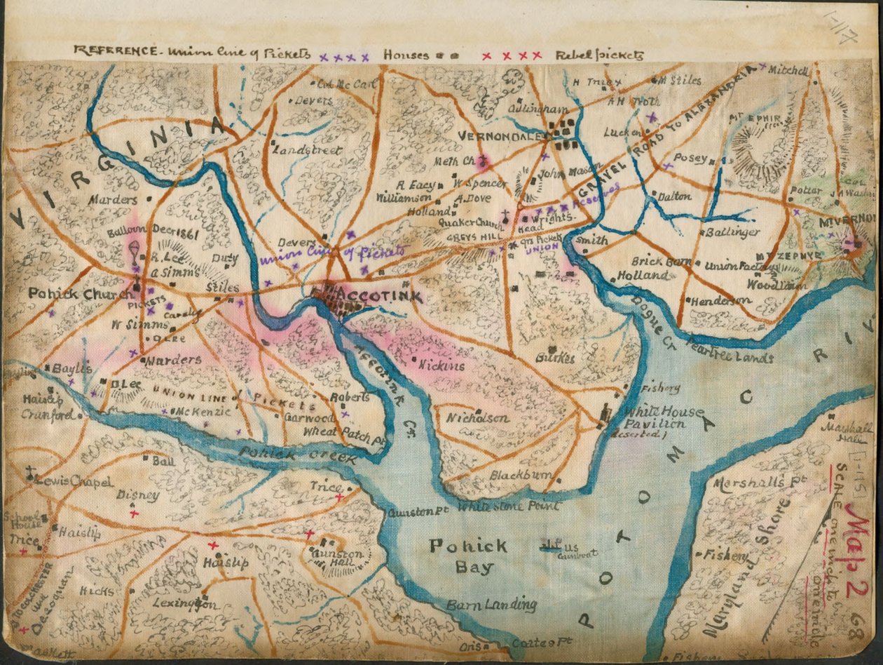 (Kort over den nedre del af Potomac-floden med vagtlinjer, januar 1862) LOC gvhs01.vhs00059 af Robert Knox Sneden
