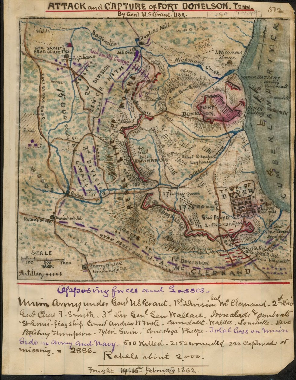 Angreb og indtagelse af Fort Donelson, Tenn. af general U.S. Grant U.S.A. LOC gvhs01.vhs00078 af Robert Knox Sneden