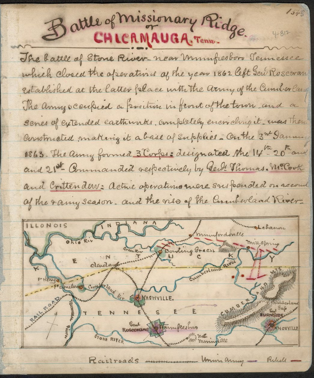 Slaget ved Missionary Ridge eller Chickamauga, Tenn. LOC gvhs01.vhs00156 af Robert Knox Sneden