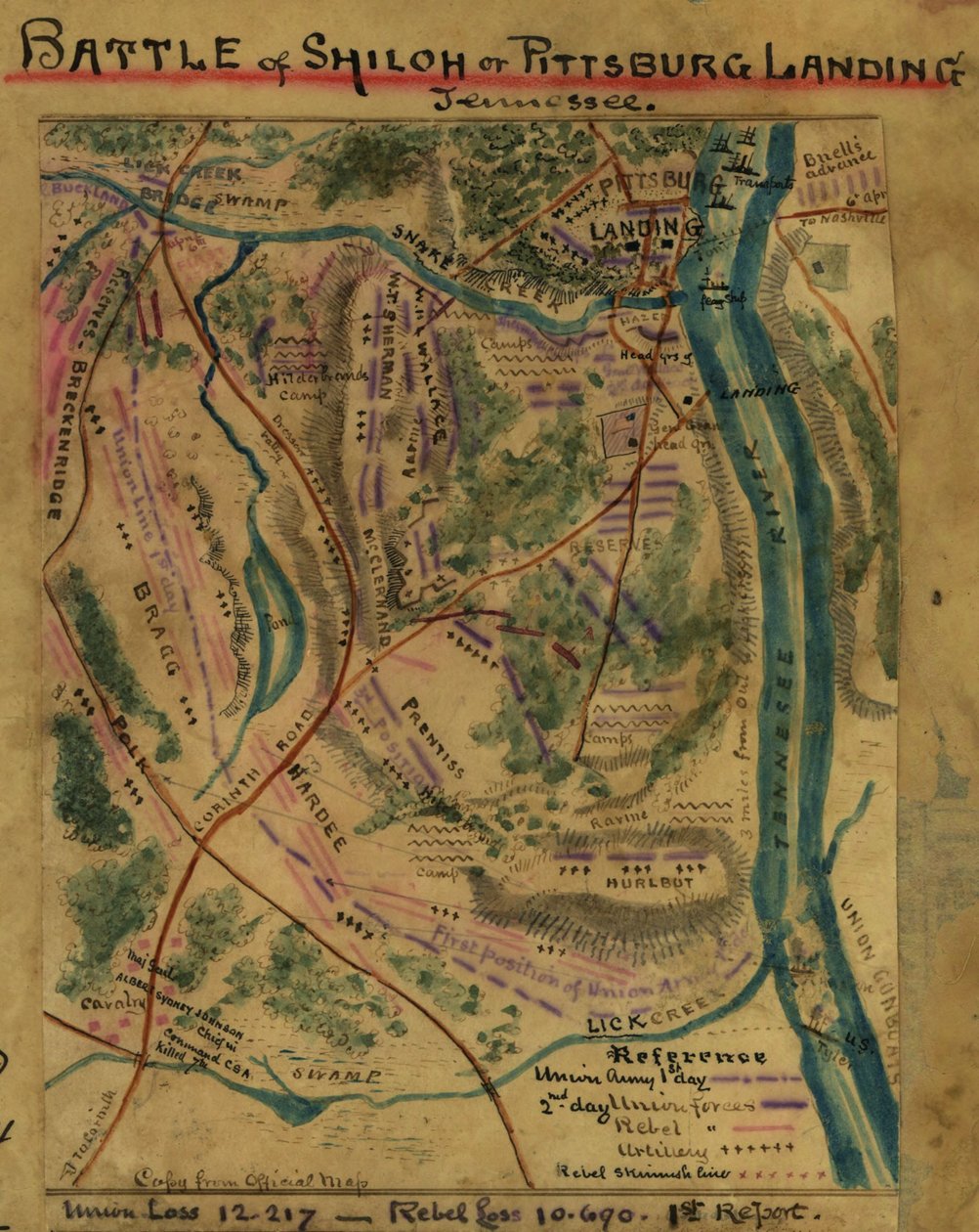 Slaget ved Shiloh eller Pittsburg Landing, Tennessee LOC gvhs01.vhs00313 af Robert Knox Sneden