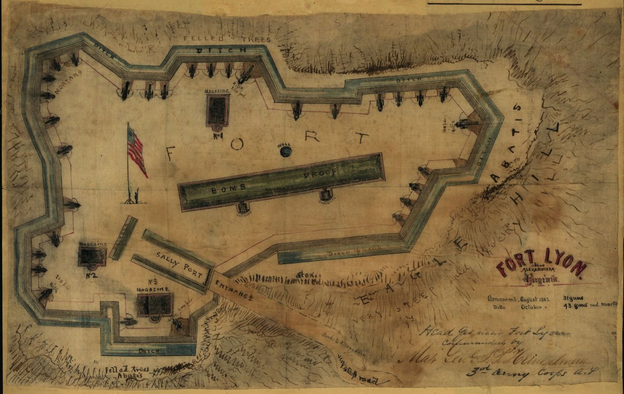 Fort Lyon, nær Alexandria, Virginia LOC gvhs01.vhs00285 af Robert Knox Sneden