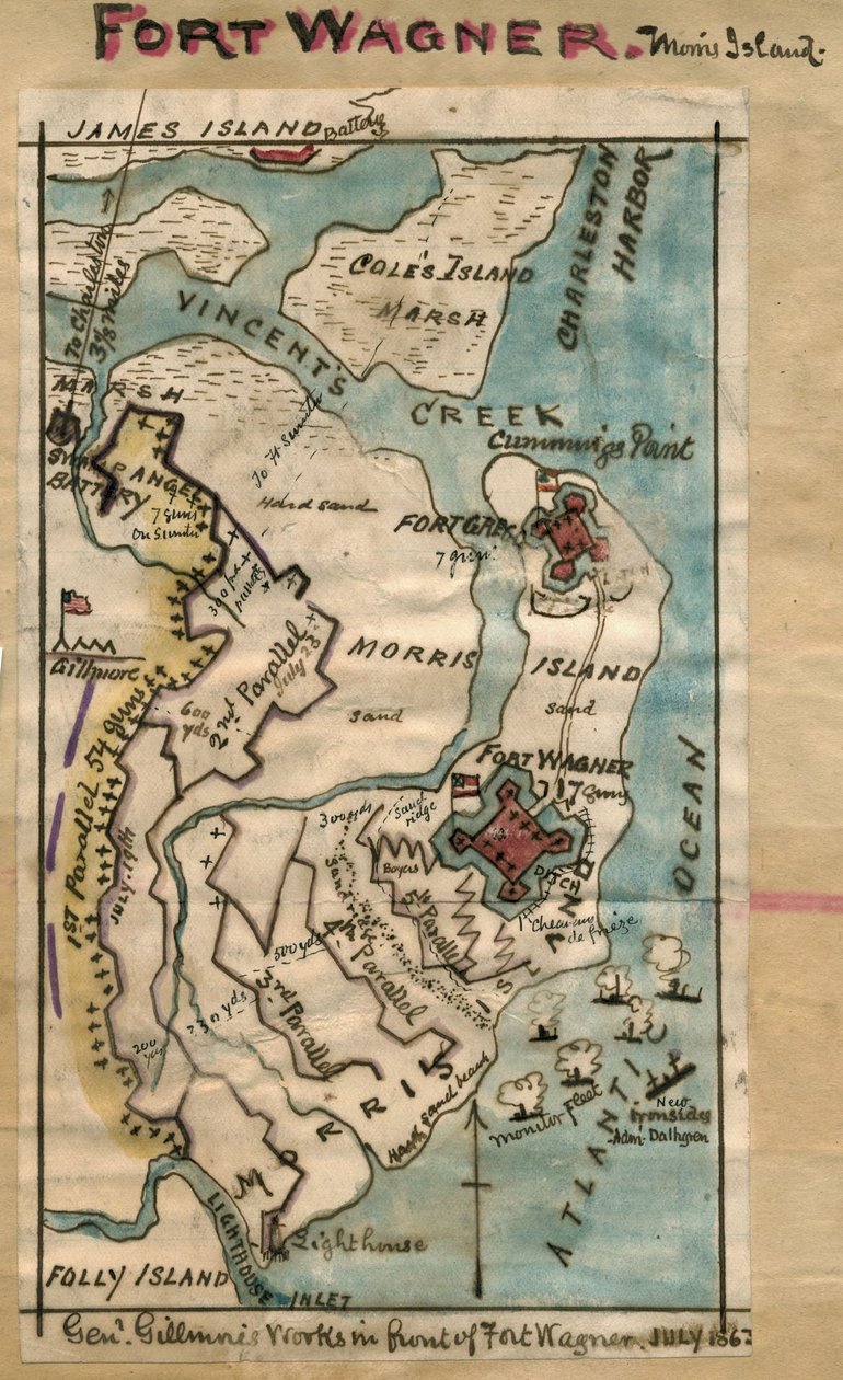 Fort Wagner. Morris Island LOC gvhs01.vhs00230 af Robert Knox Sneden