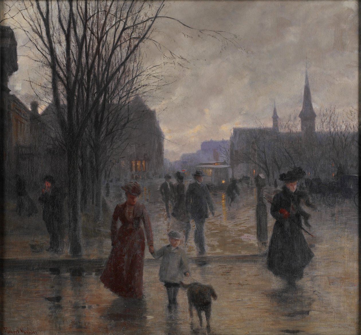 Regnfuld aften på Hennepin Avenue, ca. 1902 af Robert Koehler
