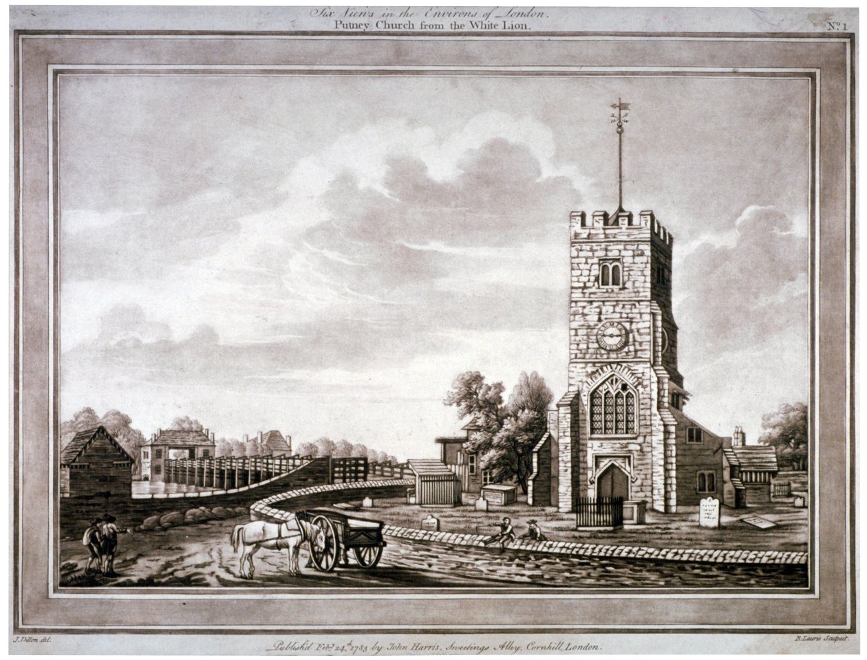 Church of St Mary, Putney, Wandsworth, London, 1783. af Robert Laurie