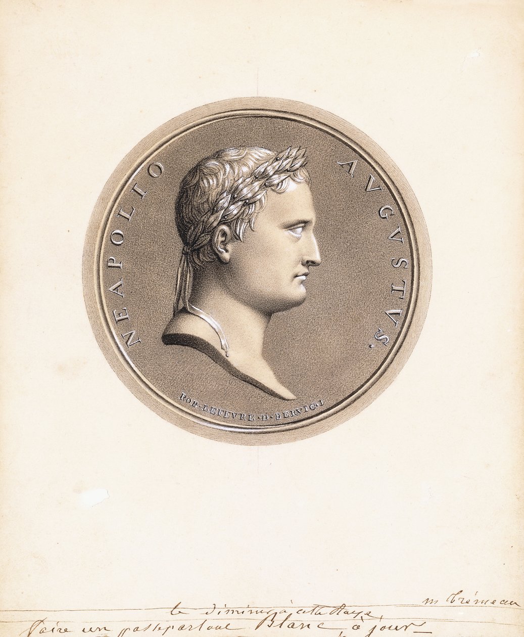 Kejser Napoleon I, i profil til højre - Et design til en medalje af Robert Lefevre