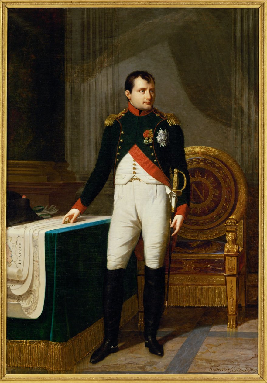Kejser Napoleon I som oberst i Chasseurs a cheval de la garde ... (maleri på lærred) af Robert Lefevre