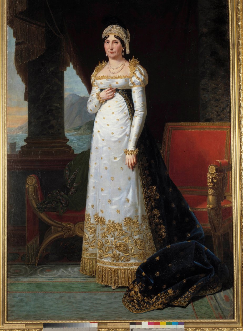 Portrait en pied de Laetitia Bonaparte (Letizia Maria Ramolino) (1750-1836), Madame Mere Maleri af Robert Lefevre (1755-1830) 1813. Dim. 2,35 x 1,50 m. Versailles, Musee du Chateau - Portræt i fuld længde af Marie Laetitia Bonaparte (1750-1836) født Ramol af Robert Lefevre
