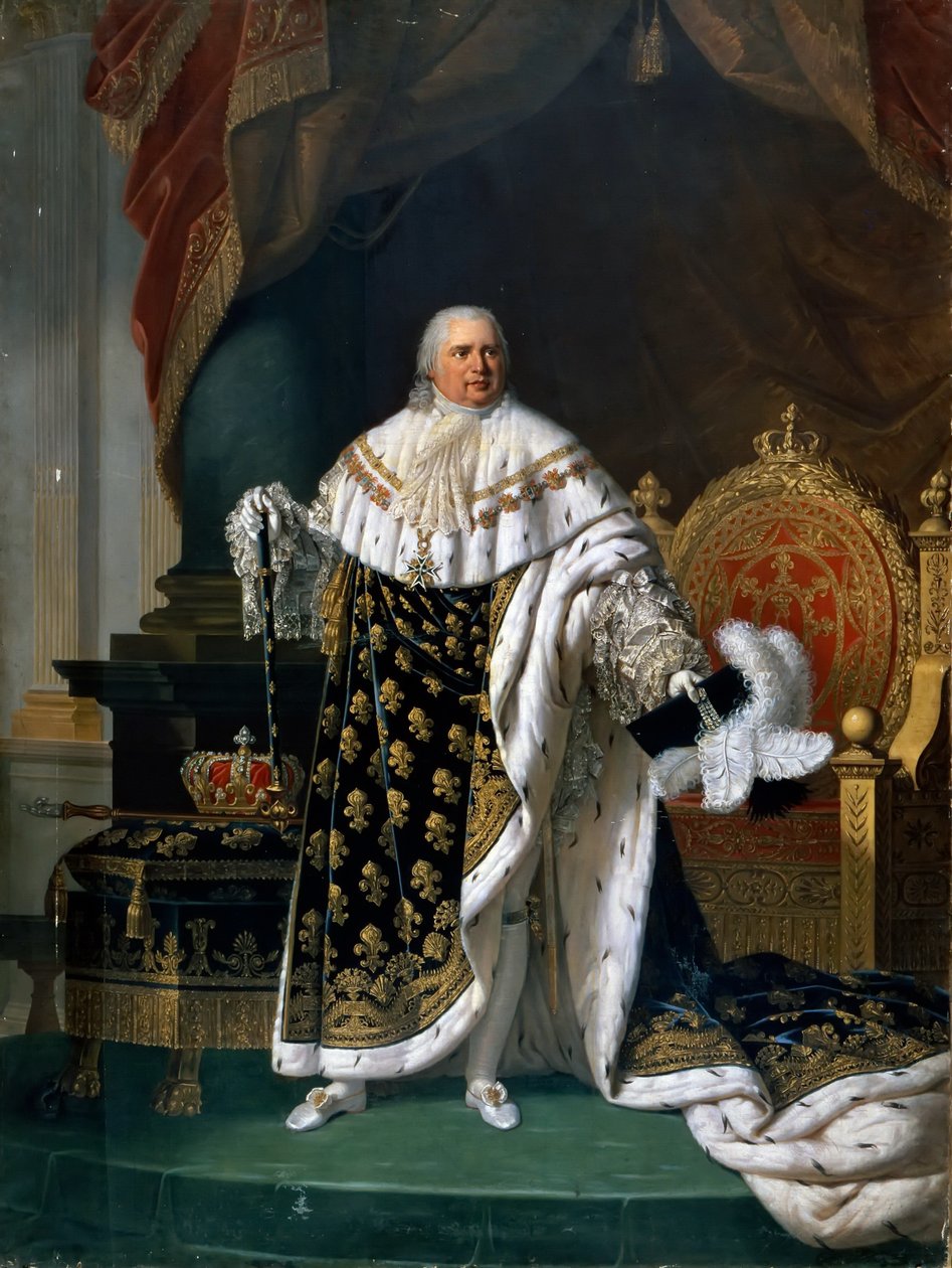 Portræt af Ludvig XVIII 1755-1824 i kroningsdragt af Robert Lefevre