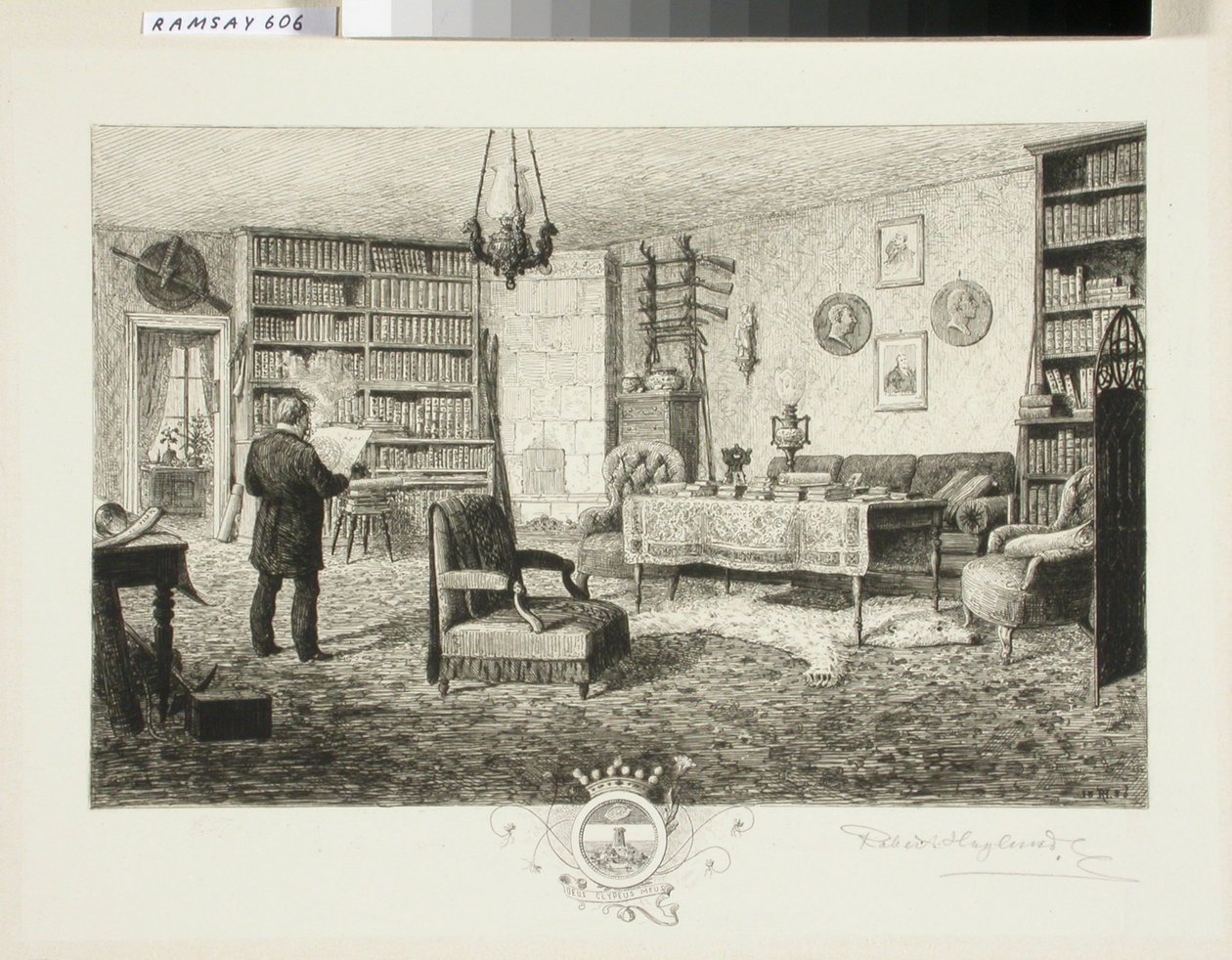 Adolf Erik Nordenskjöld i sit bibliotek af Robert Ludvig Haglund